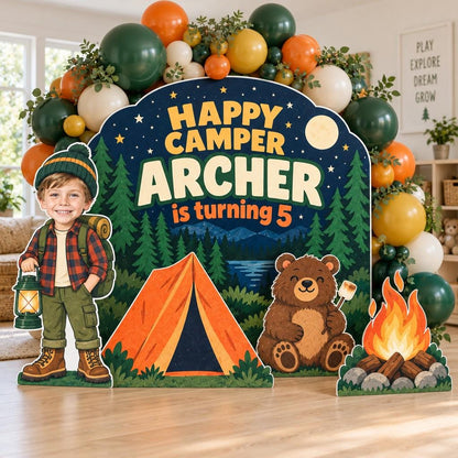 Happy Camper Night Campsite Backdrop Set