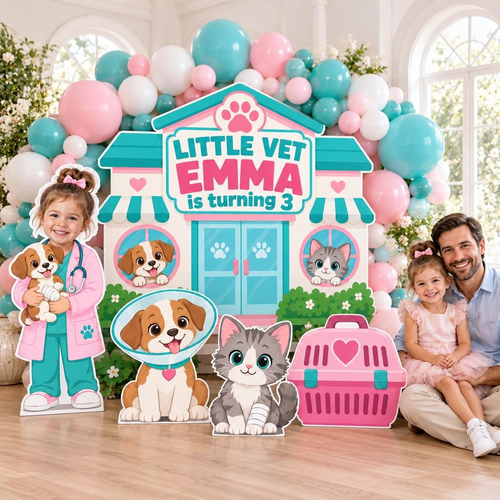 Green Barn Animal Hospital Vet Backdrop Set