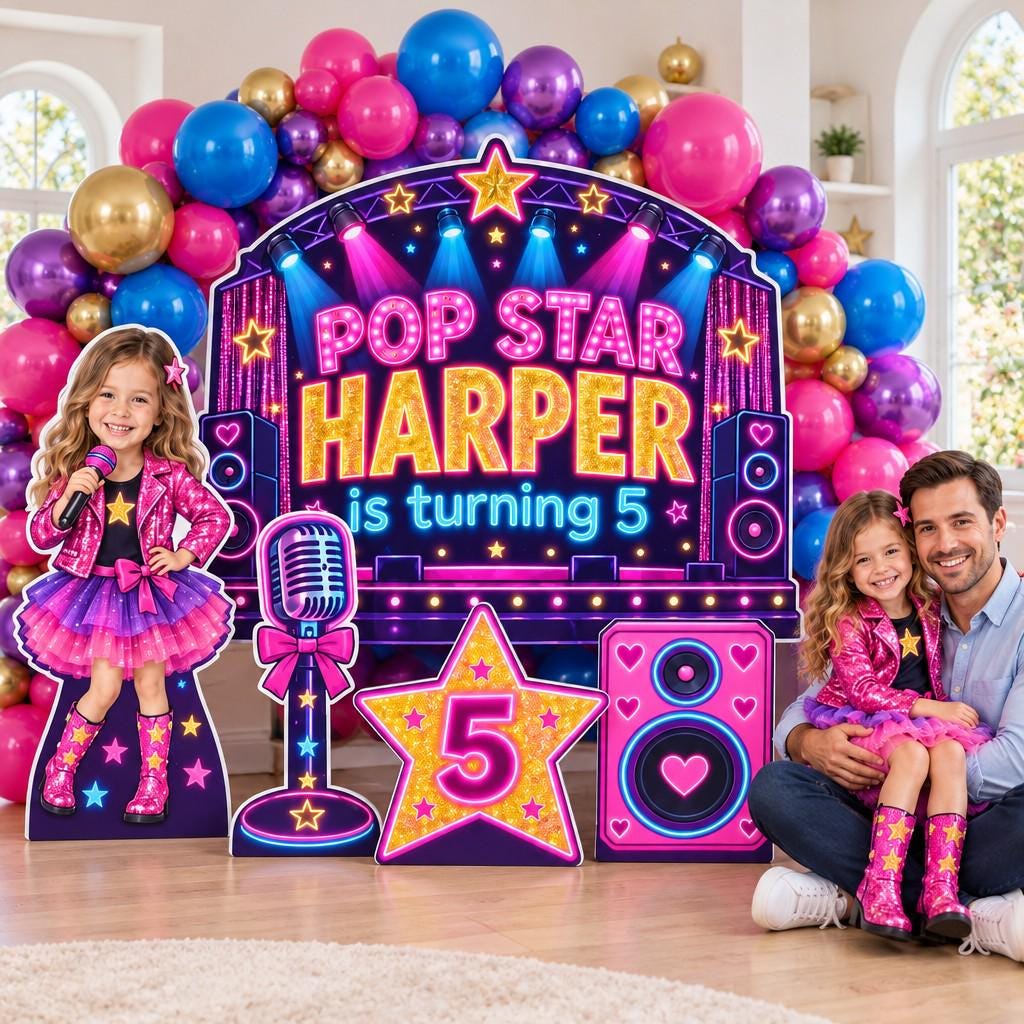 Neon Concert Stage Pop Star Backdrop Set