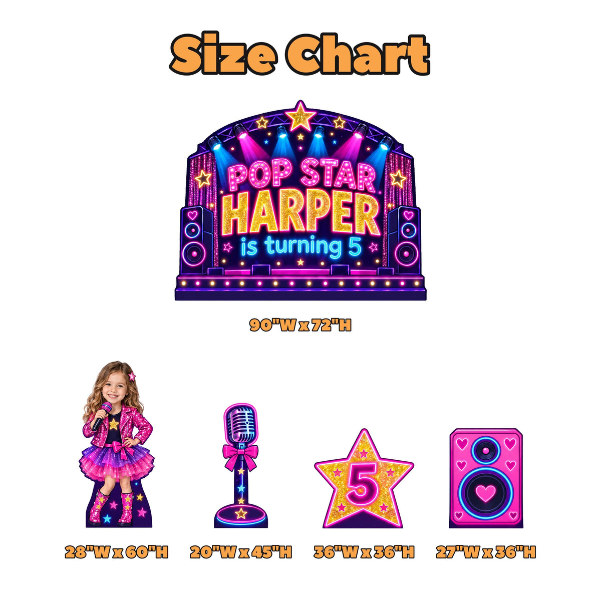 Neon Concert Stage Pop Star Backdrop Set