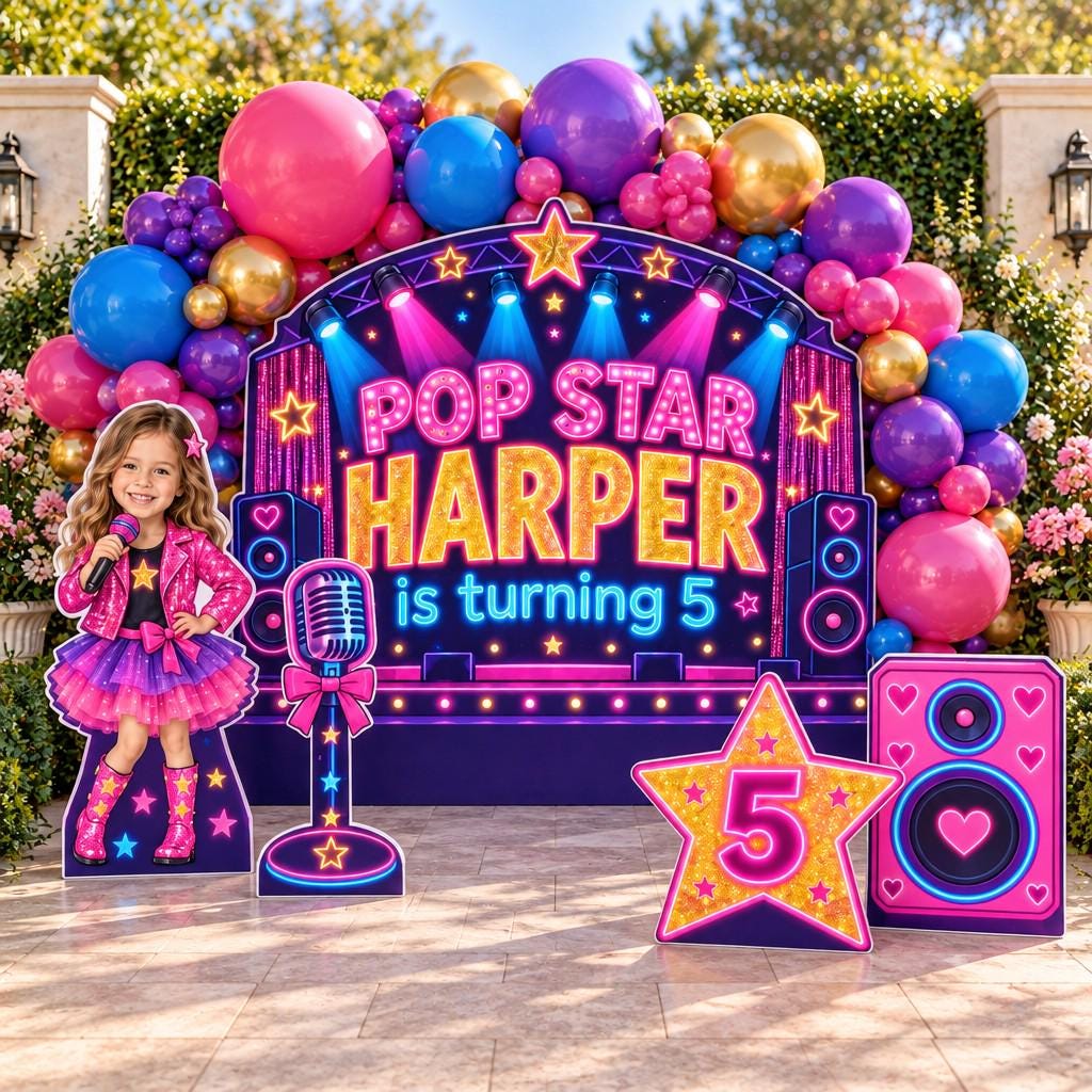 Neon Concert Stage Pop Star Backdrop Set