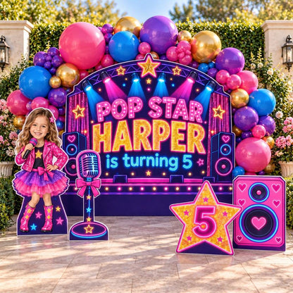 Neon Concert Stage Pop Star Backdrop Set