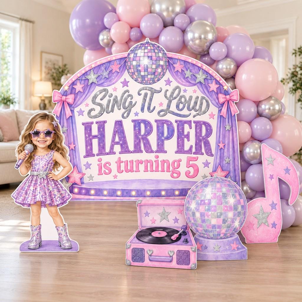 Neon Concert Stage Pop Star Backdrop Set