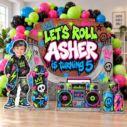 Neon Graffiti Skatepark Birthday Set