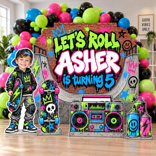 Neon Graffiti Skatepark Birthday Set