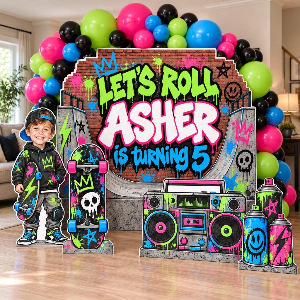 Neon Graffiti Skatepark Birthday Set