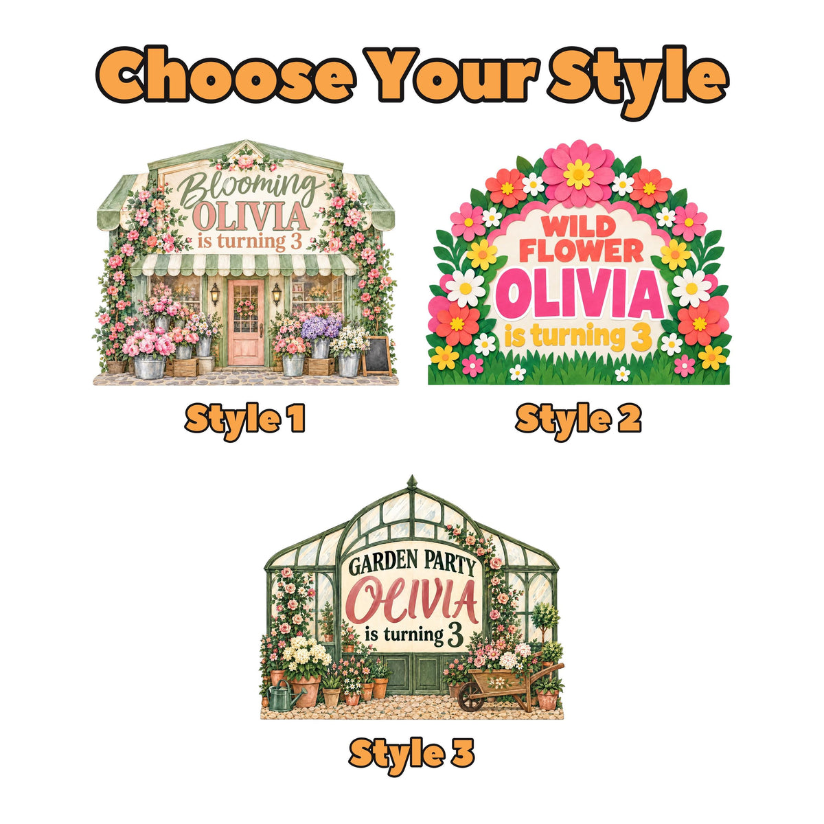 Sage Green Flower Shop Birthday Backdrop Set