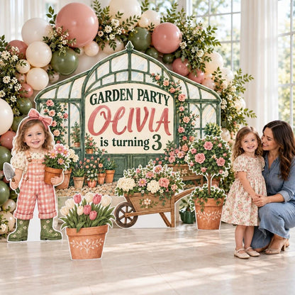 Sage Green Flower Shop Birthday Backdrop Set