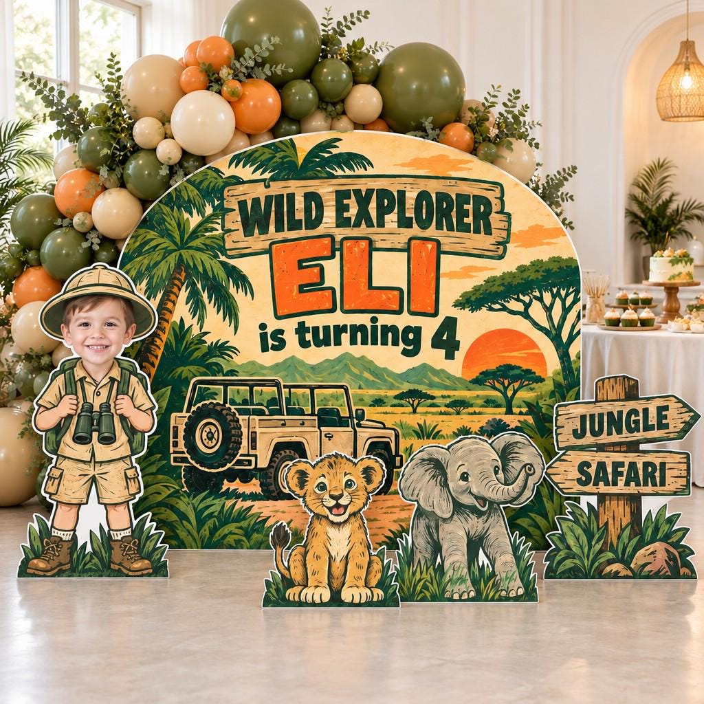 Linocut Wild Explorer Safari Backdrop Set