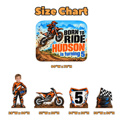 Orange Born to Ride Dirt Bike Backdrop Set