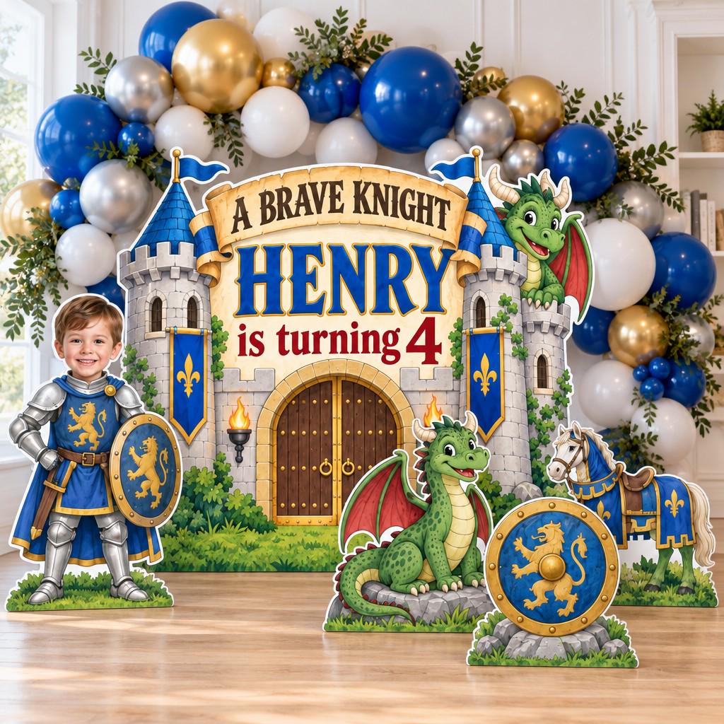Royal Blue Castle Brave Knight Dragon Set