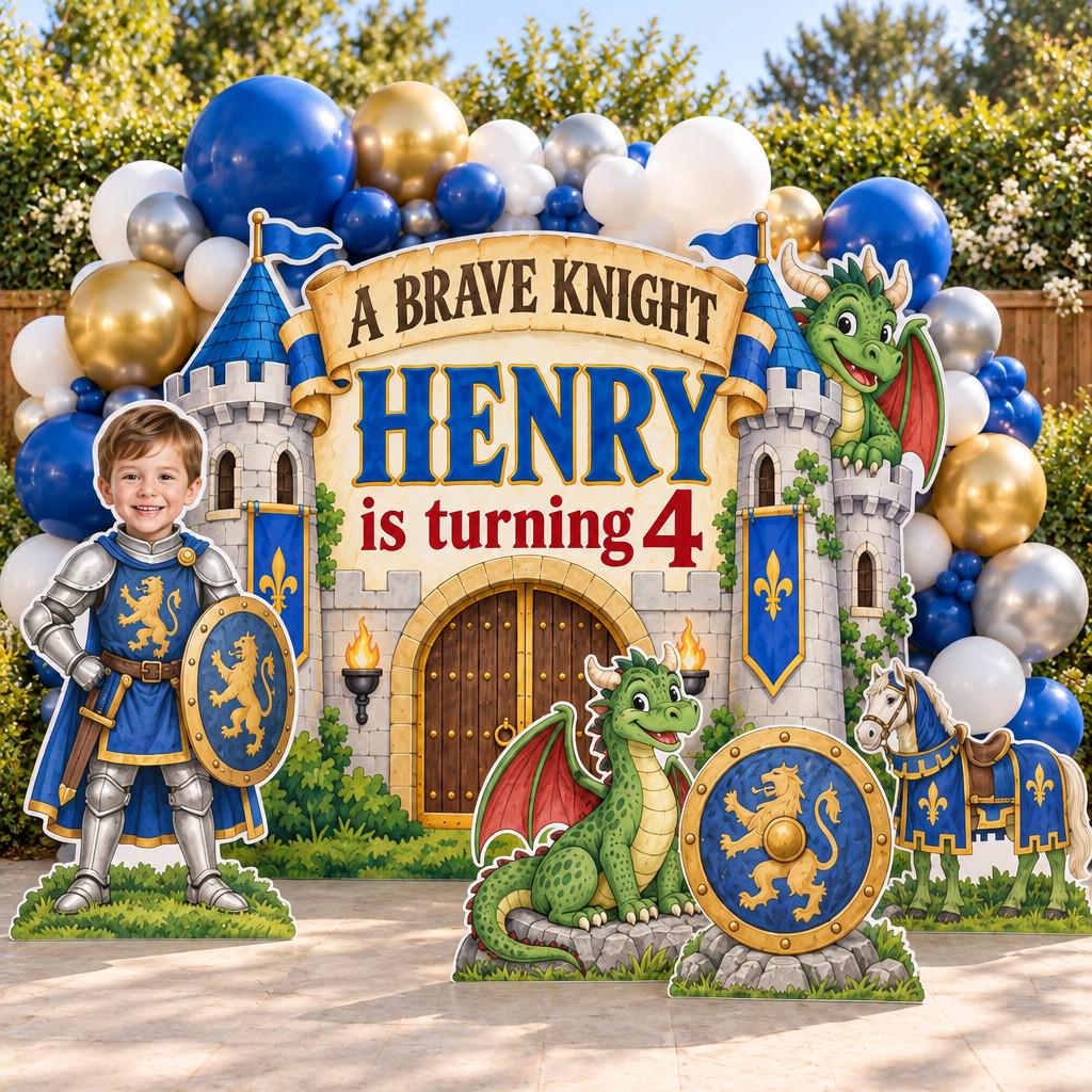Royal Blue Castle Brave Knight Dragon Set