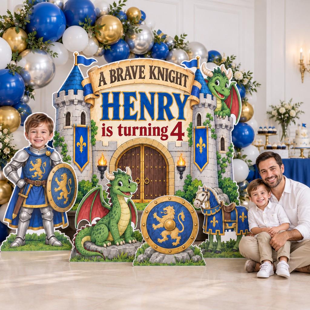 Royal Blue Castle Brave Knight Dragon Set