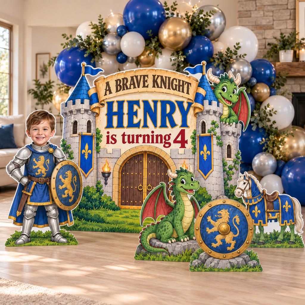 Royal Blue Castle Brave Knight Dragon Set