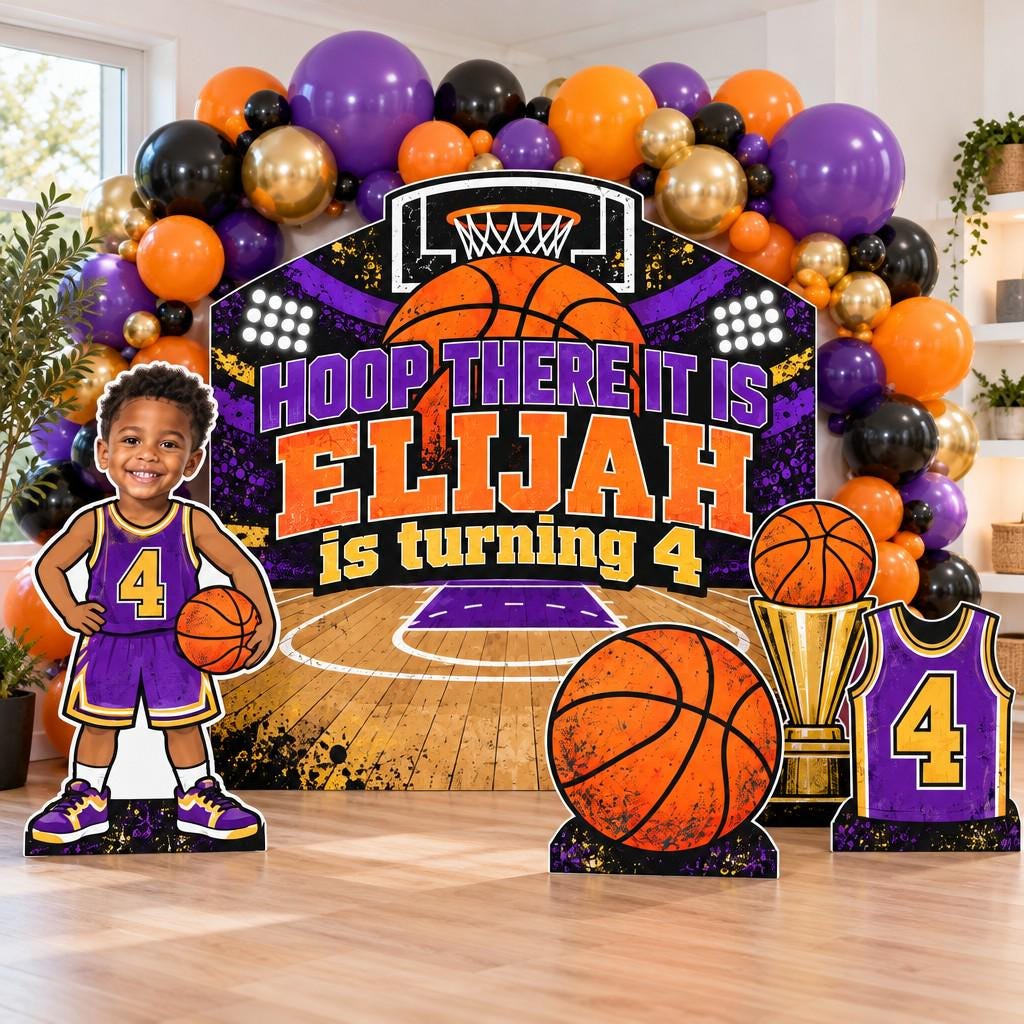 Purple Orange Hoop There It Is Basketball Set