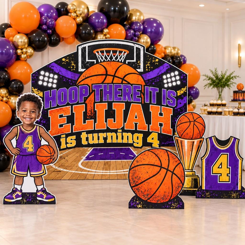 Purple Orange Hoop There It Is Basketball Set