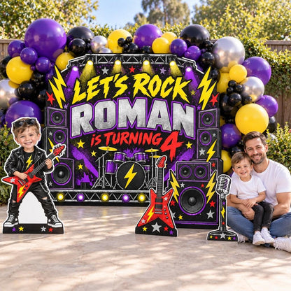 Purple Lightning Rock Star Backdrop Set