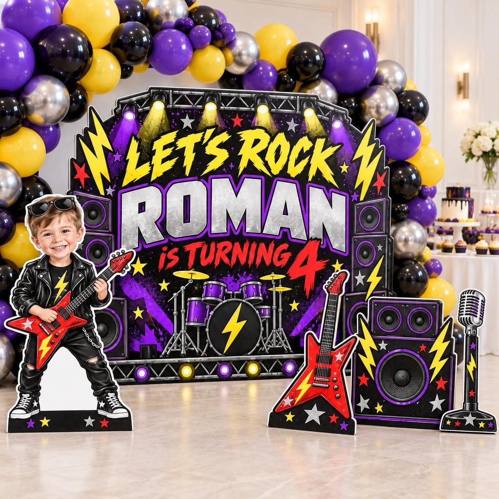 Purple Lightning Rock Star Backdrop Set