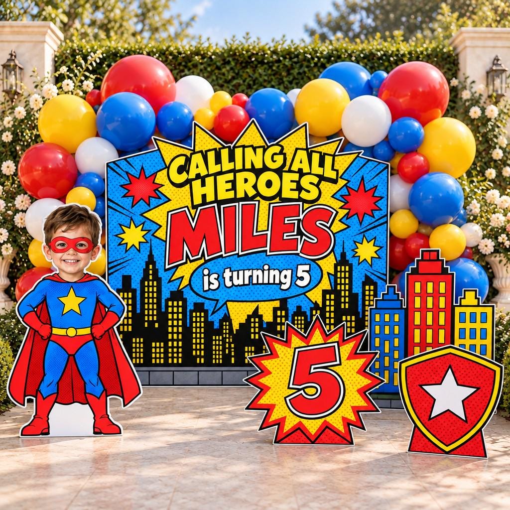 Comic City Little Hero Backdrop Set
