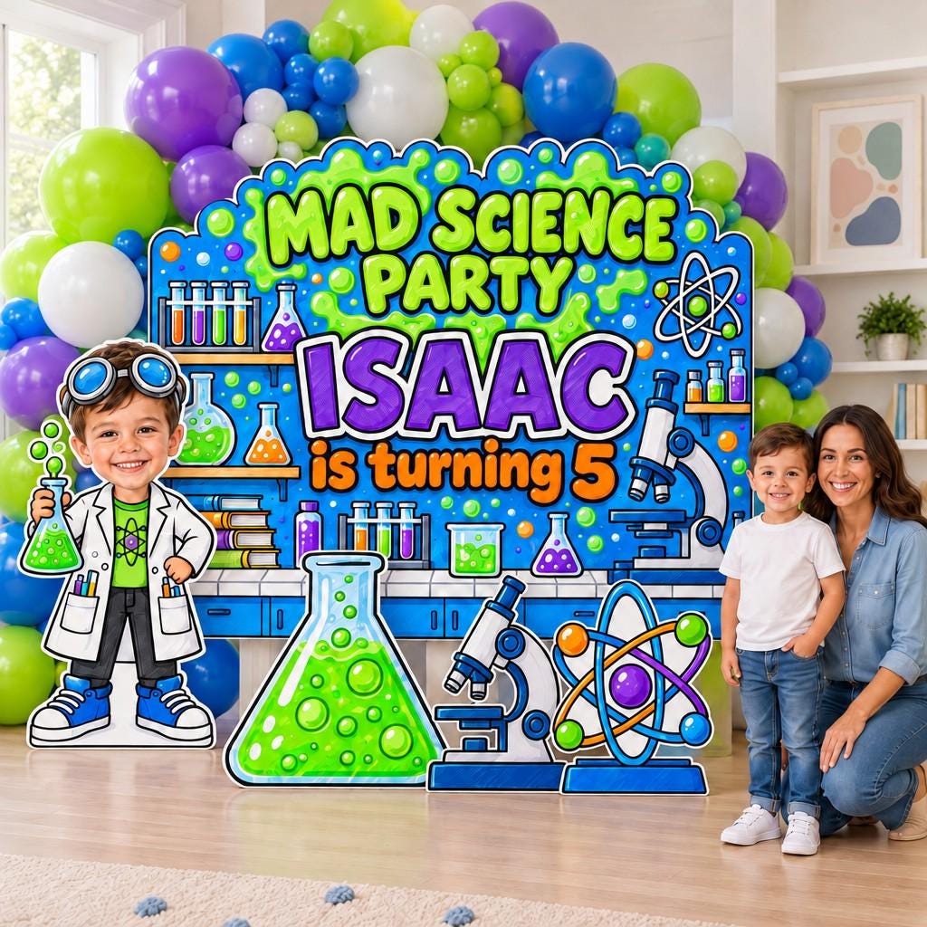 Lime Green Mad Science Lab Backdrop Set