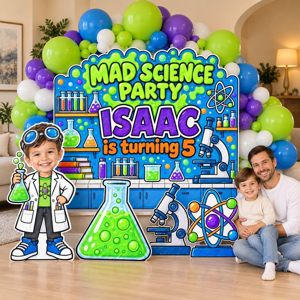 Lime Green Mad Science Lab Backdrop Set