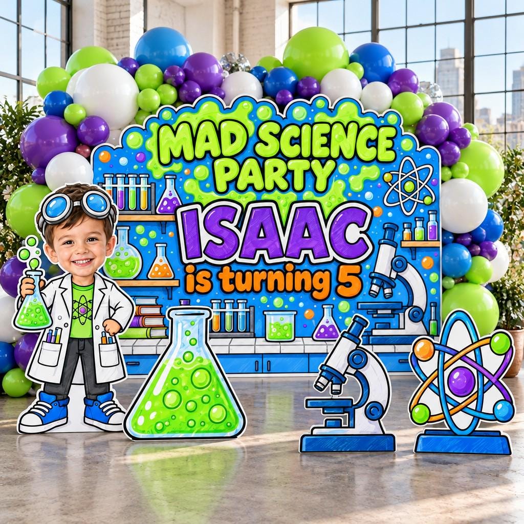 Lime Green Mad Science Lab Backdrop Set