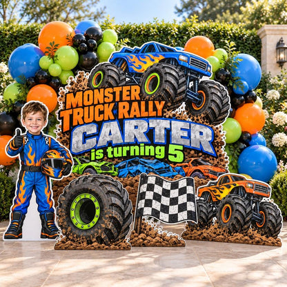 Flame Monster Truck Rally Backdrop Set