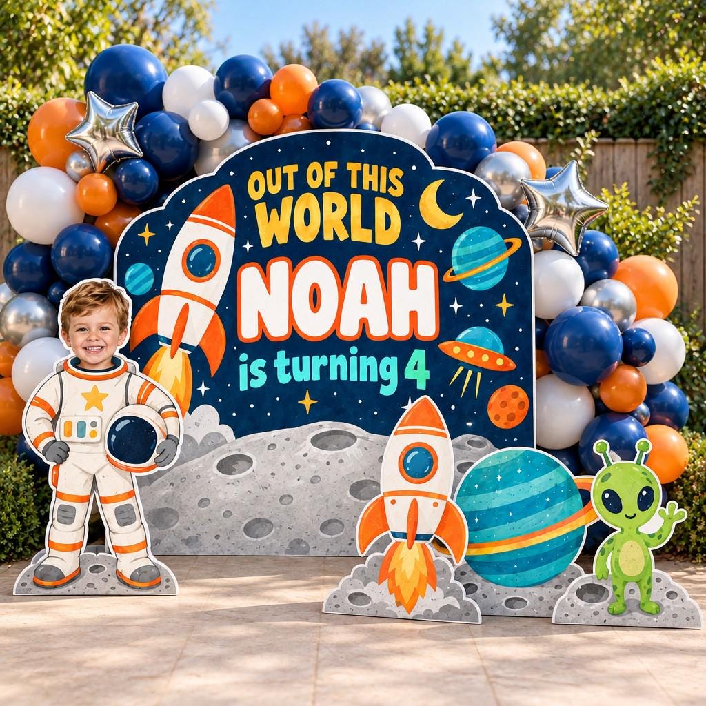 Retro Out of This World Space Backdrop Set