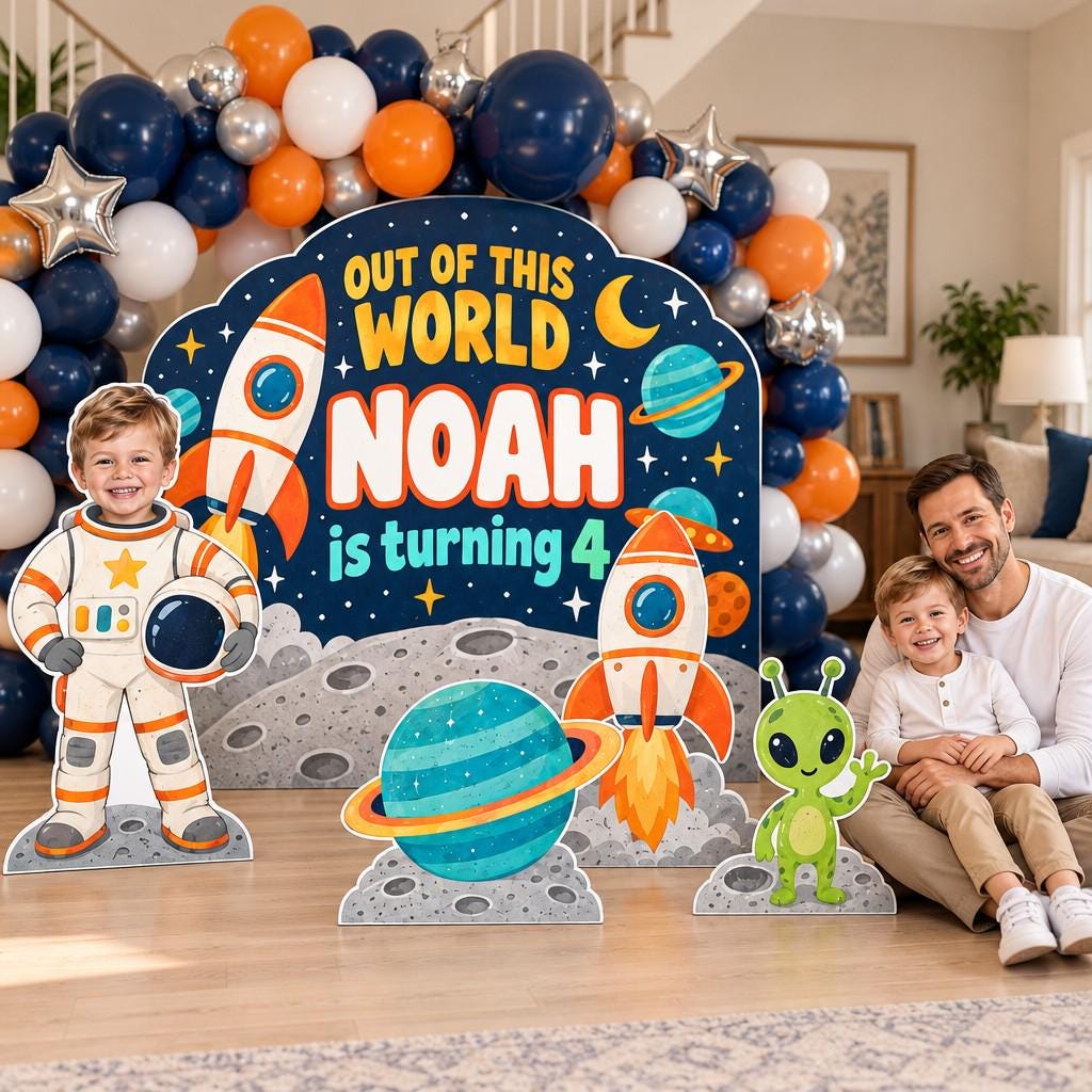 Retro Out of This World Space Backdrop Set