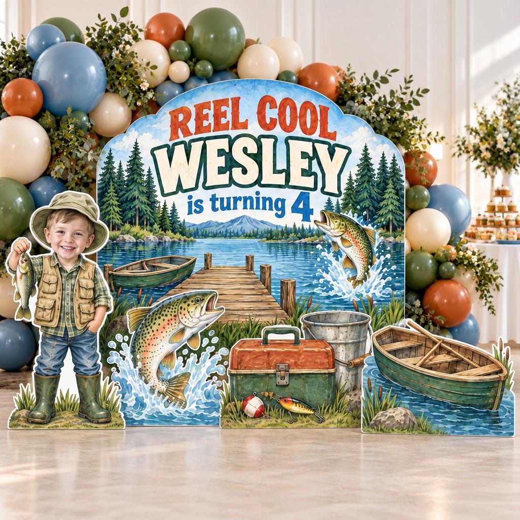 Reel Cool Lakeside Fishing Backdrop Set