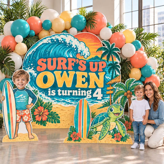 Retro Wave Surf's Up Birthday Backdrop Set