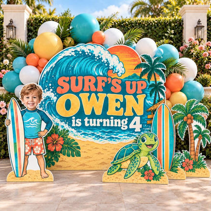 Retro Wave Surf's Up Birthday Backdrop Set