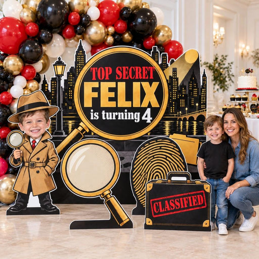 Black Gold Top Secret Spy Backdrop Set