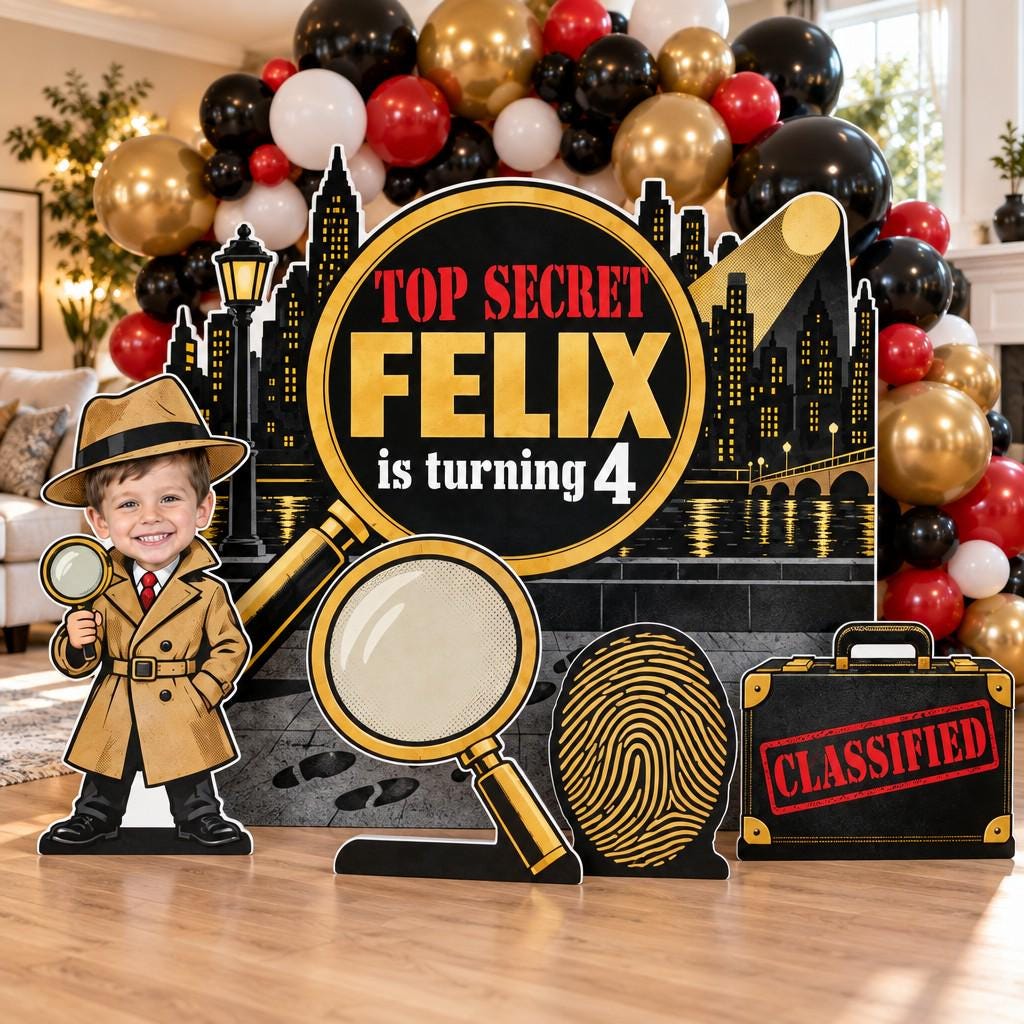 Black Gold Top Secret Spy Backdrop Set