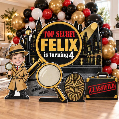 Black Gold Top Secret Spy Backdrop Set