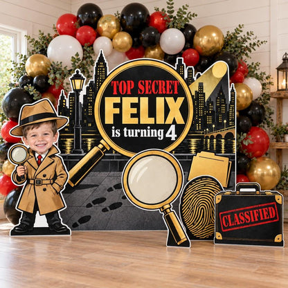 Black Gold Top Secret Spy Backdrop Set
