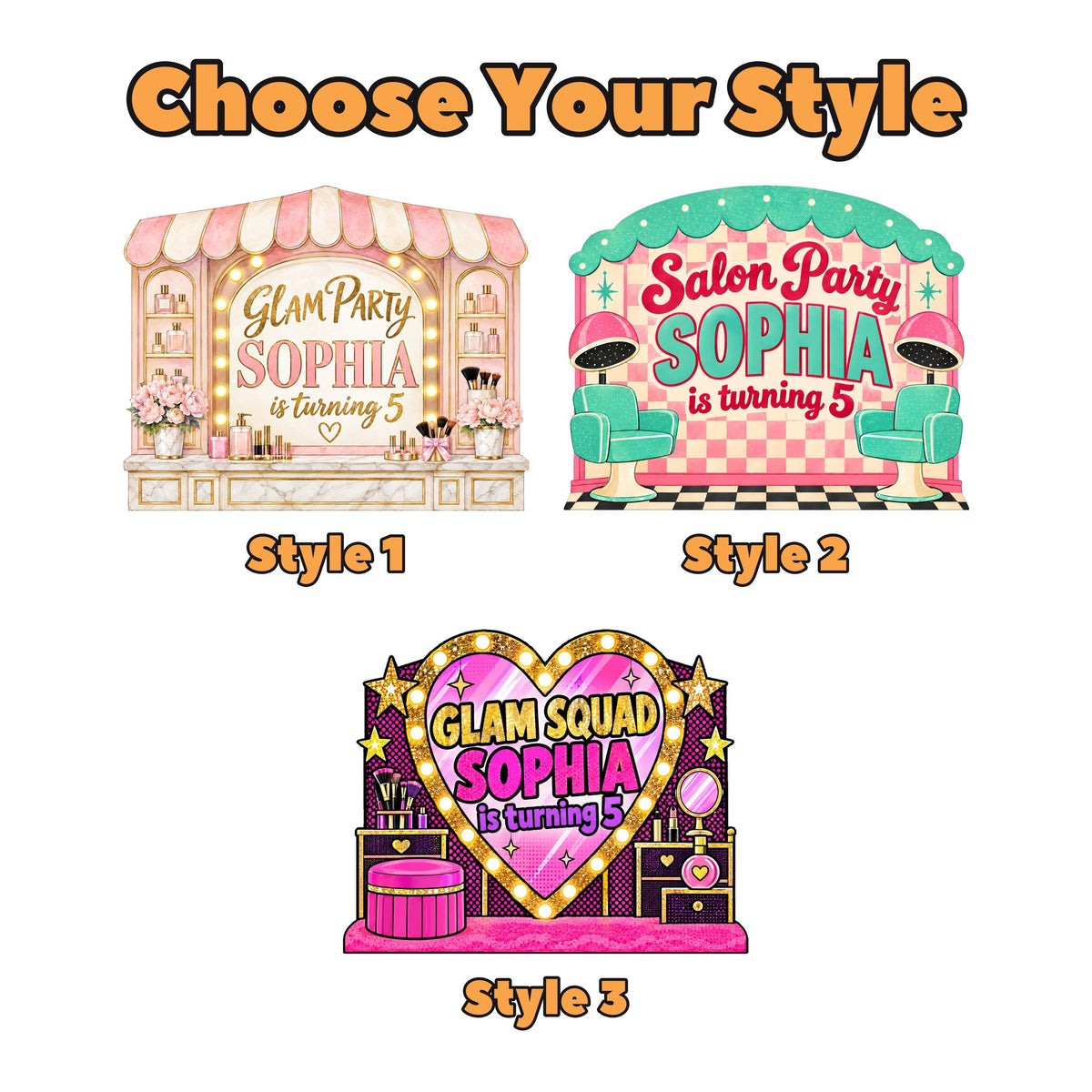 Blush Gold Beauty Salon Glam Backdrop Set