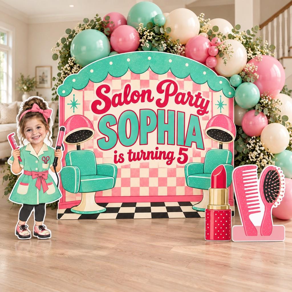 Blush Gold Beauty Salon Glam Backdrop Set
