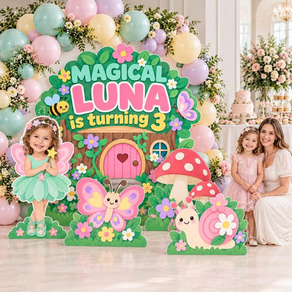 Mushroom House Fairy Garden Backdrop Set