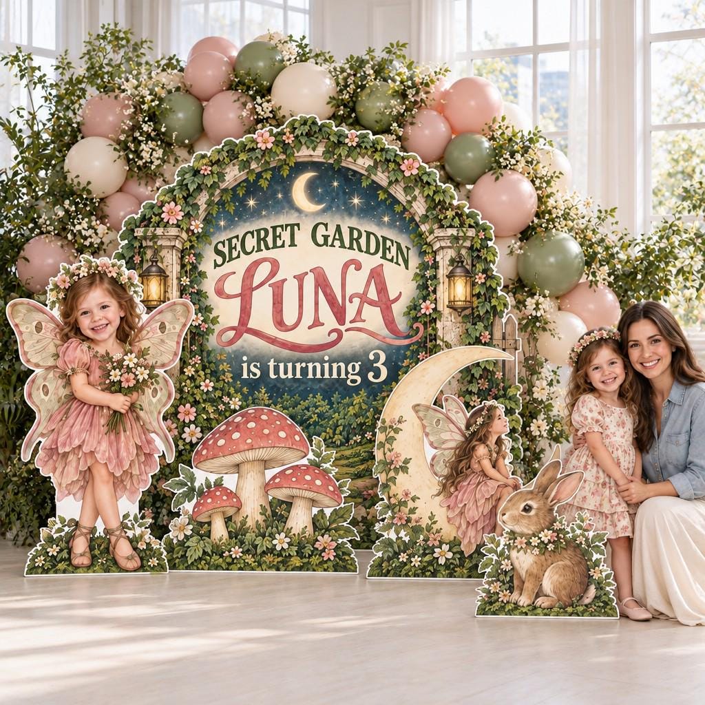 Mushroom House Fairy Garden Backdrop Set