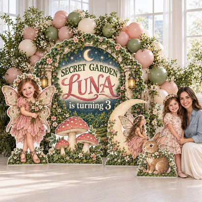 Mushroom House Fairy Garden Backdrop Set