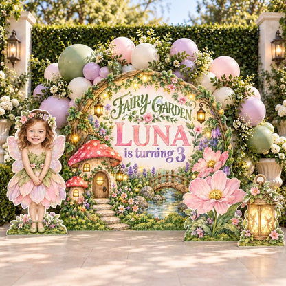 Mushroom House Fairy Garden Backdrop Set