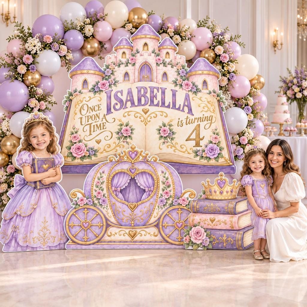 Blush Rose Castle Golden Carriage Backdrop