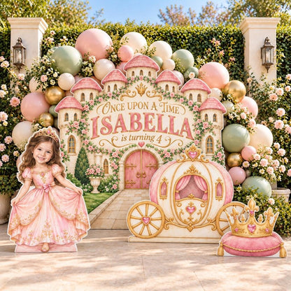 Blush Rose Castle Golden Carriage Backdrop