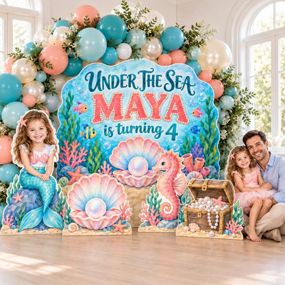 Watercolor Coral Reef Mermaid Photo Set