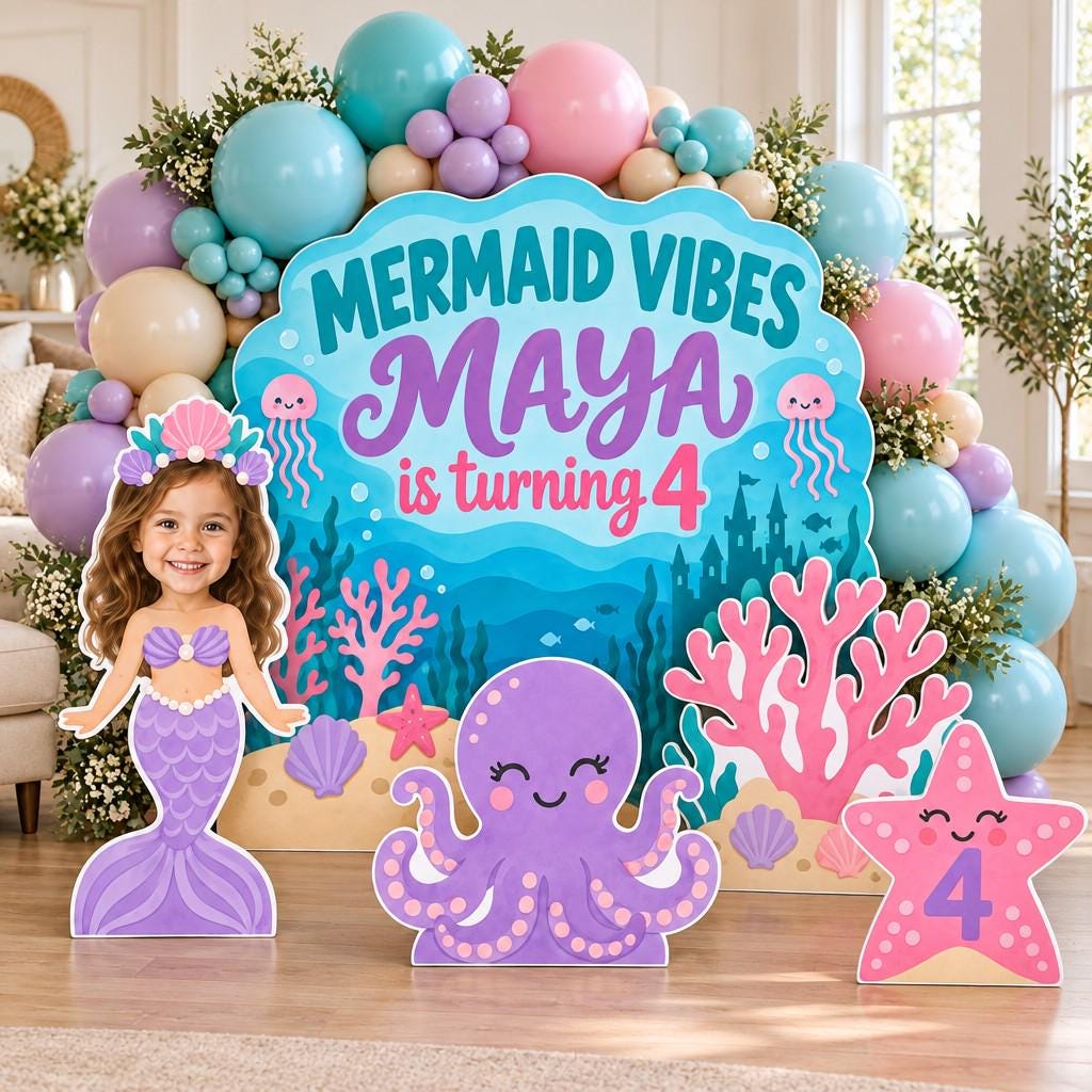 Watercolor Coral Reef Mermaid Photo Set