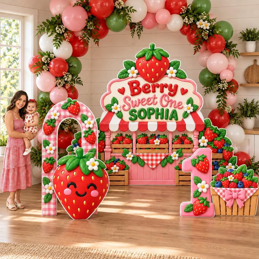 Strawberry Farm Stand Gingham Arch Set