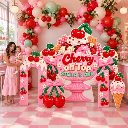Pink Cherry Sundae First Birthday Set