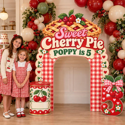 Red Gingham Cherry Pie Birthday Arch