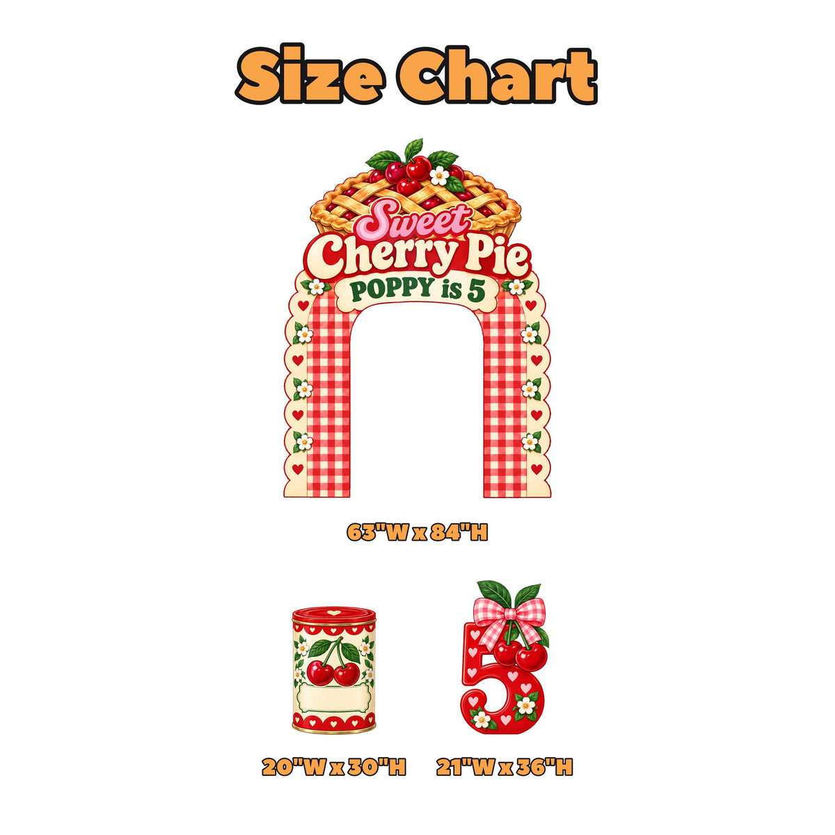 Red Gingham Cherry Pie Birthday Arch